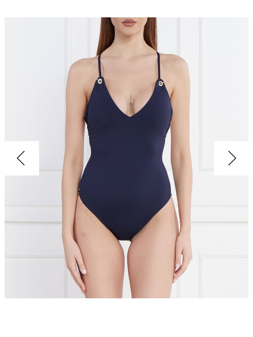 Lauren Ralph Lauren Strappy Plunge Swimsuit EUC 12